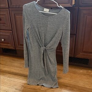 Everly Gray Long Sleeve Knit Dress